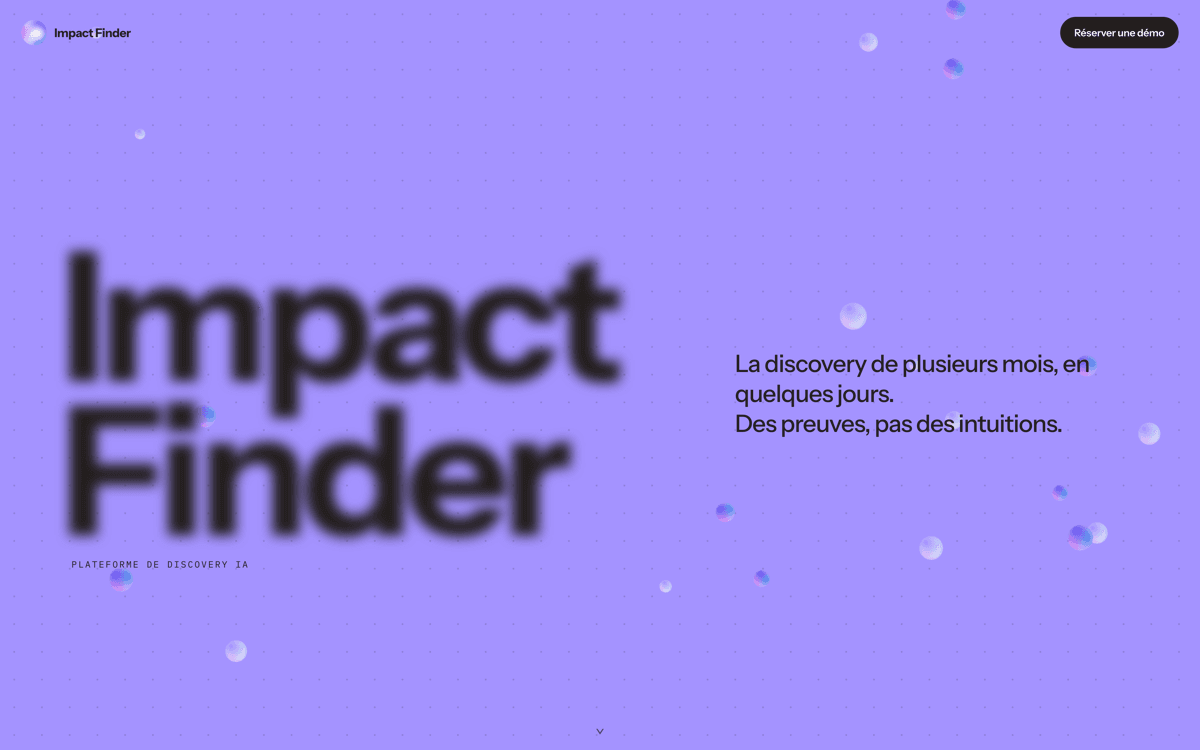 Aperçu de l'interface Impact Finder